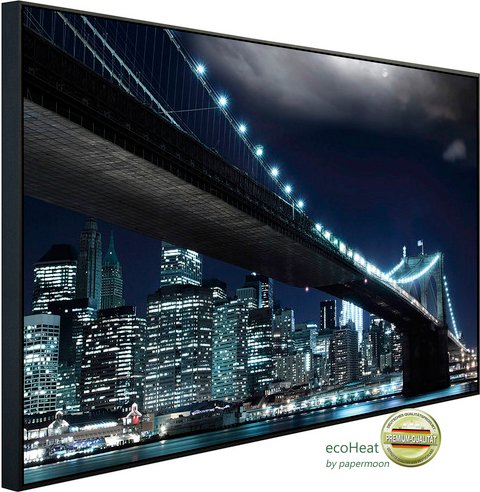 papermoon Infrarotheizung »EcoHeat - Brooklyn Bridge bei Nacht«, Matt-Effekt - bunt
