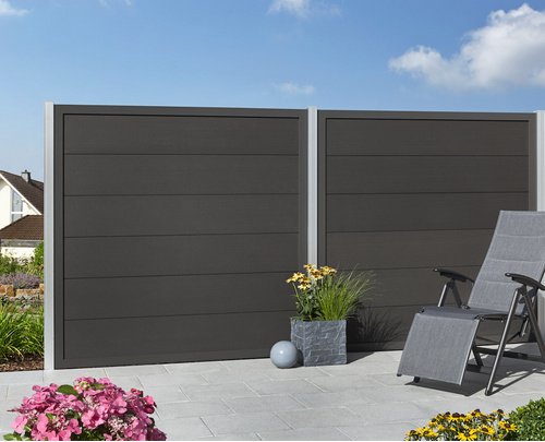Mr. GARDENER WPC-Bohlenzaun »Moglia«, Holz-Kunststoff-Verbundwerkstoff, HxL: 180 x 90 cm - grau