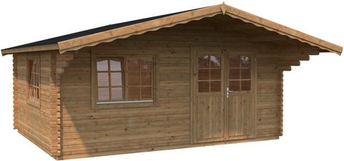 PALMAKO Blockbohlenhaus »Sally«, Holz, BxHxT: 577 x 267 x 390 cm (Außenmaße inkl. Dachüberstand) - braun