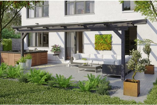 SKANHOLZ Terrassenüberdachung »Ancona«, Breite: 648 cm, Dach: Polycarbonat (PC), schiefergrau