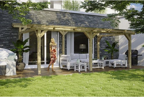 SKANHOLZ Terrassenüberdachung »Siena«, Breite: 648 cm, Dach: Polycarbonat (PC), natur - beige