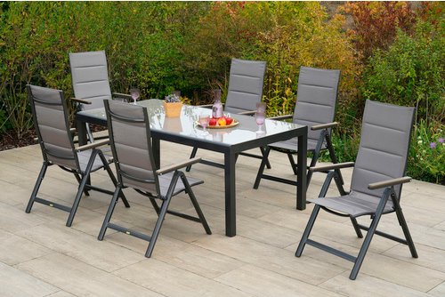 MERXX Gartenmöbelset »Trivero«, 7-tlg., klappbar, Aluminium/Textil - braun