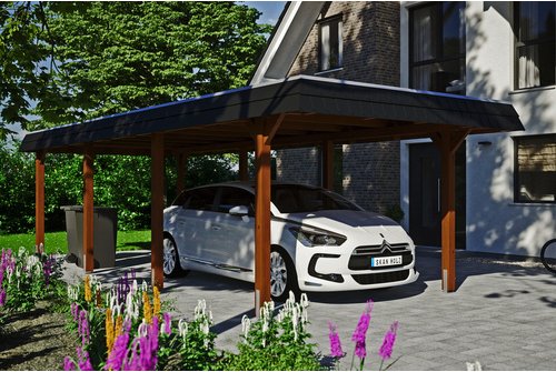 SKANHOLZ Carport »Wendland«, BxT: 362 x 870 cm, Firsthöhe: 243 cm, farbbehandelt - braun
