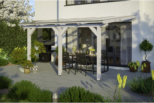 SKANHOLZ Terrassenüberdachung »Andria«, Breite: 434 cm, Dach: Polycarbonat (PC), weiß - weiss