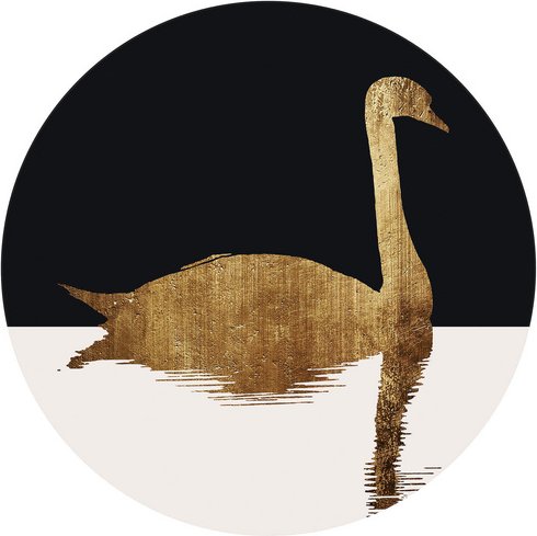 K&L Wall Art Vliestapete »Runde Vliestapete«, Kubistika Schwanensee Halbmond, mehrfarbig, matt - bunt