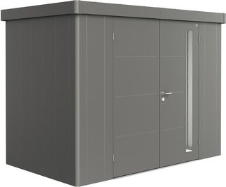 BIOHORT Gerätehaus »Neo«, Stahl, BxHxT: 292 x 222 x 180 cm (Außenmaße inkl. Dachüberstand) - grau