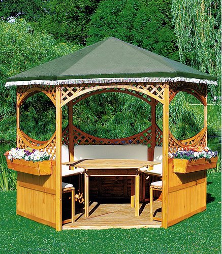 PROMADINO Pavillon »Palma«, achteckig, sechseckig, BxHxT: 308 x 260 x 308 cm - braun