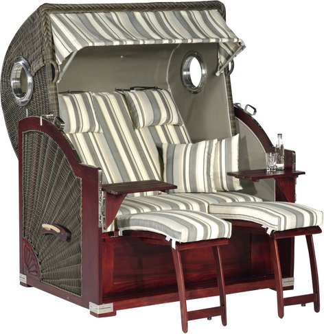 SUNNY SMART Strandkorb »Rustikal«, BxHxT: 140 x 160 x 95 cm, Dreiviertelllieger, cappuccinofarben/mahagoni - braun