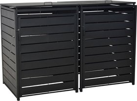 MERXX Mülltonnenbox, rechteckig, Aluminium/Stahl, graphit - grau