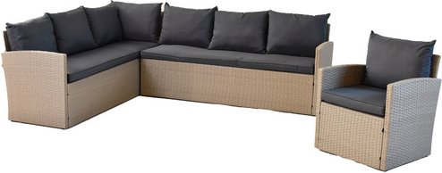 MERXX Gartenmöbelset »Chicago«, 7 Sitzplätze, Stahl/Kunststoffgeflecht, pulverbeschichtet - grau