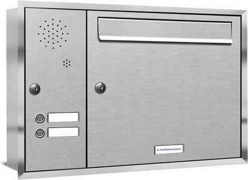 AL BRIEFKASTENSYSTEME Briefkasten, Parteien: 1, Unterputzmontage, BxHxT: 153,529 x 38,5 x 11,6 cm - silberfarben