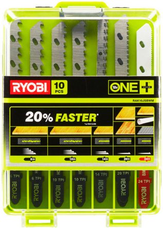Ryobi Stichsägeblatt-Set, 10-teilig, für Holz, Metall und Kunststoff - silberfarben