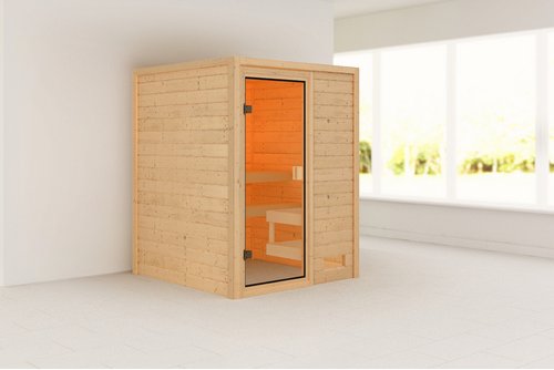 KARIBU Sauna »Turgel«, BxTxH: 145 x 145 x 187 cm, ohne Ofen , für 2 Personen - beige