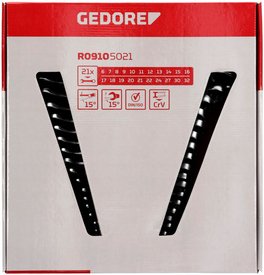 GEDORE red Ringmaulschlüssel, 6-32 mm, 21-teilig - silberfarben