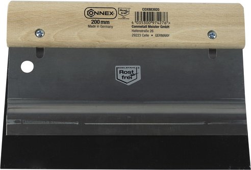 CONNEX Doppelblattspachtel, Länge: 20 cm, Edelstahl / Holz - silberfarben