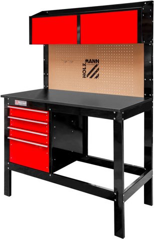 HOLZMANN-MASCHINEN Werkbank »WT39«, mit Lochwand und Staufächer, schwarz/rot