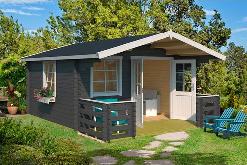 LASITA MAJA Gartenhaus »Luna«, BxHxT: 403,8 x 245,1 x 530 cm (Außenmaße inkl. Dachüberstand), Holz - grau