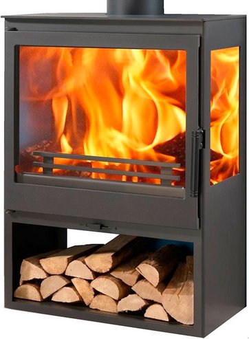 PANADERO Kaminofen »Onix Trivision«, schwarzmetallic, Stahl, 7,1 kW