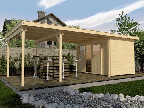 Thumbnail - WEKA Gartenhaus »225 B Gr.2«, Holz, BxHxT: 766 x 223 x 336 cm (Außenmaße inkl. Dachüberstand) - beige