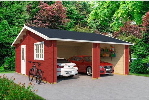 LASITA MAJA Blockgarage »Falkland«, BxT: 628,6 x 635 cm (Außenmaß), Holz - rot