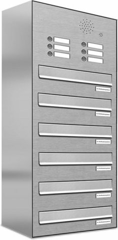 AL BRIEFKASTENSYSTEME Briefkasten, Parteien: 6, Zaundurchwurf, BxHxT: 38,5 x 92,0 x 27,5 cm - silberfarben