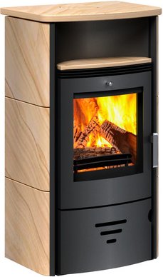 accente Kaminofen »Turin 2.0«, Sandstein, 6 kW, Dauerbrand geeignet - beige
