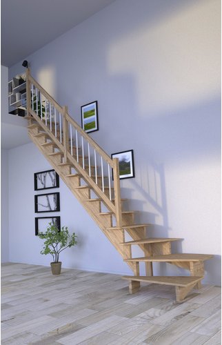 STARWOOD Systemtreppe »Lindos«, Eichenholz, 13 Stufen, max. Geschosshöhe 300 cm - braun