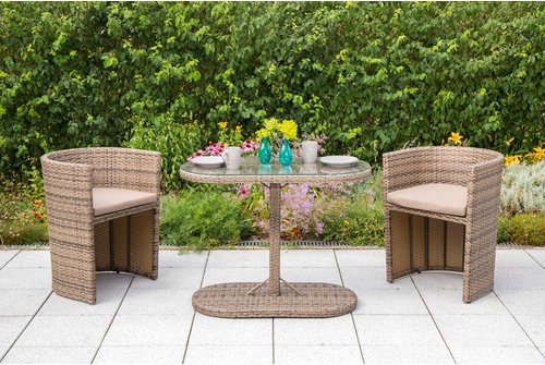 MERXX Balkonset »Ancona«, 3 tlg., 2 Sitzplätze, Stahl - braun