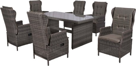 MERXX Gartenmöbel-Diningset »Saviano«, 7 tlg., 6 Sitzplätze, Stahl - grau