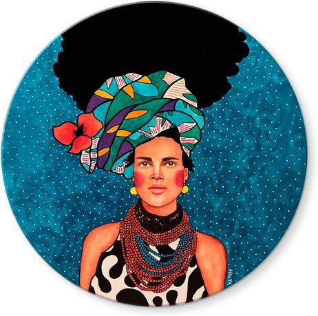 Thumbnail - K&L Wall Art Glasbild »Glasbild«, Ø 50 cm, Retro Deko Hülya Vintage Lady blau