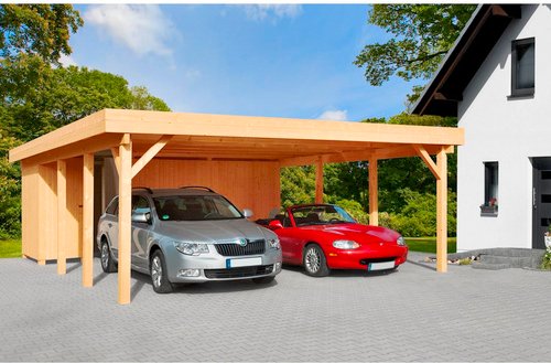 Doppelcarport »Berlin«, BxT: 600 x 760 cm, Fichtenholz - braun