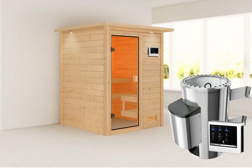KARIBU Sauna »Turgel«, BxTxH: 173 x 159 x 191 cm, 3,6 kW Ofen, für 4 Personen - braun