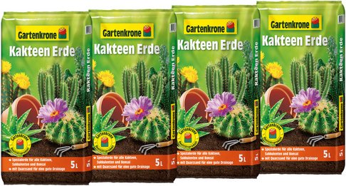 Gartenkrone Kakteenerde, 4 x 5L, Karton - braun