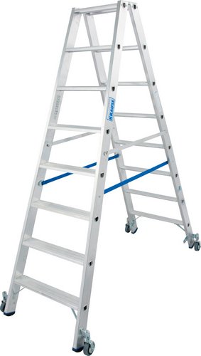 KRAUSE Stufen-Doppelleiter »STABILO«, Anzahl Stufen: 16, aus Aluminium - silberfarben