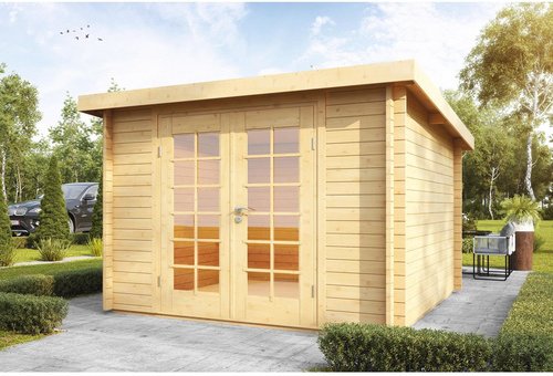 WOLFF FINNHAUS Gartenhaus »Pulti 34-C Typ 3«, Holz, BxHxT: 360 x 217 x 300 cm (Außenmaße inkl. Dachüberstand) - beige