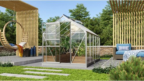 VITAVIA Gewächshaus »Venus 6200«, 6,2 m², Aluminium/Glas, winterfest - silberfarben