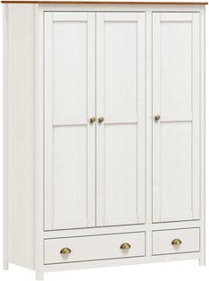 Möbilia Kleiderschrank, BxHxT: 136 x 185 x 54 cm, 3 Türen + 2 Schubladen, Kiefer - weiss