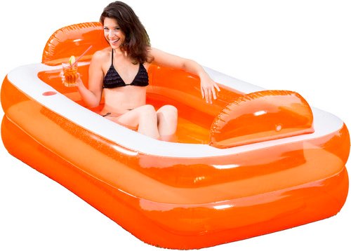 HAPPY PEOPLE Pool orange/weiß, BxLxH: 122 x 195 x 50 cm