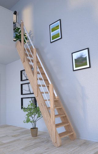 STARWOOD Raumspartreppe »Samos«, Eichenholz, 12 Stufen, max. Geschosshöhe 285 cm - braun