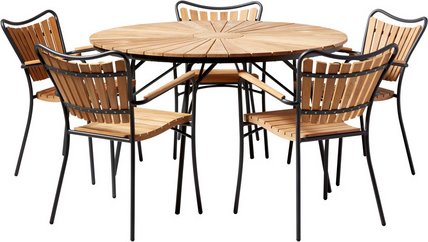 Cinas Gartenstuhl »ELlen «, 5 Sitzplätze, Teakholz, 6-teilig - schwarz | braun