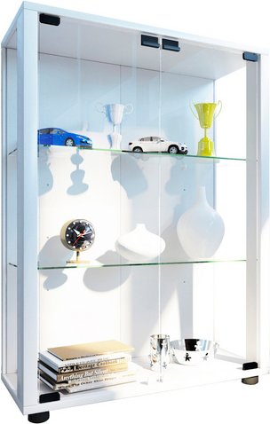 VCM Vitrine »Sintalo«, inkl. LED-Beleuchtung, BxH: 60 x 80 cm, Holzwerkstoff/Glas - weiss