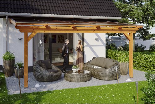 SKANHOLZ Terrassenüberdachung »Ancona«, Breite: 541 cm, Dach: Polycarbonat (PC), eiche hell - braun