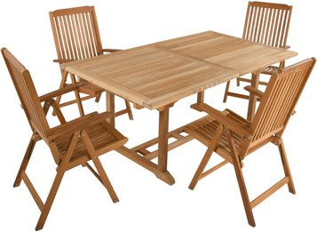 GARDEN PLEASURE Tischgruppe »SOLO«, 5-tlg., Braun, Holz