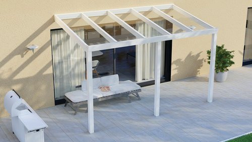 GARDENDREAMS Terrassenüberdachung »Legend«, BxT: 400 x 250 cm, weiß / RAL9016, Glasdach - weiss