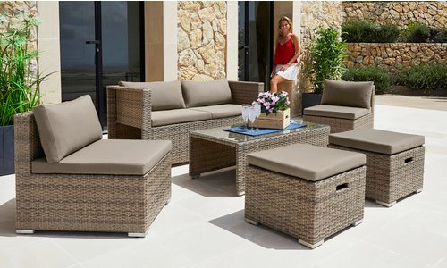 MERXX Gartenmöbelset, 6 Sitzplätze, Kunststoff/Stahl - braun