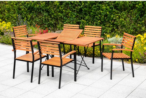 MERXX Gartenmöbelset »Schlossgarten«, 6 Sitzplätze, Eukalyptusholz - schwarz