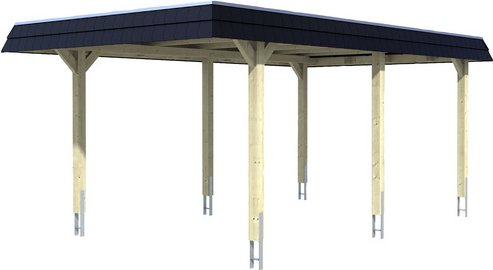 SKANHOLZ Carport »Wendland«, BxT: 362 x 628 cm, Firsthöhe: 243 cm, unbehandelt - beige
