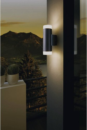 EGLO LED-Außenwandleuchte »RIGA-LED«, 2x5W, schw./satiniert GU10, (HxL): 20,5 x 6,5 cm - schwarz