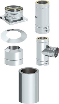 Tecnovis Außenwandkamin-Grundset »Zitec-Pro«, Ø180 mm - silberfarben