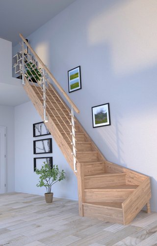 STARWOOD Raumspartreppe »Rhodos«, Eichenholz, 13 Stufen, max. Geschosshöhe 300 cm - braun
